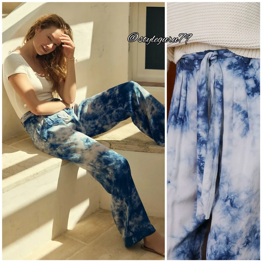 NWT, Anthropologie, Cloth & Stone Venice Tie Dye Wide-Leg Pants